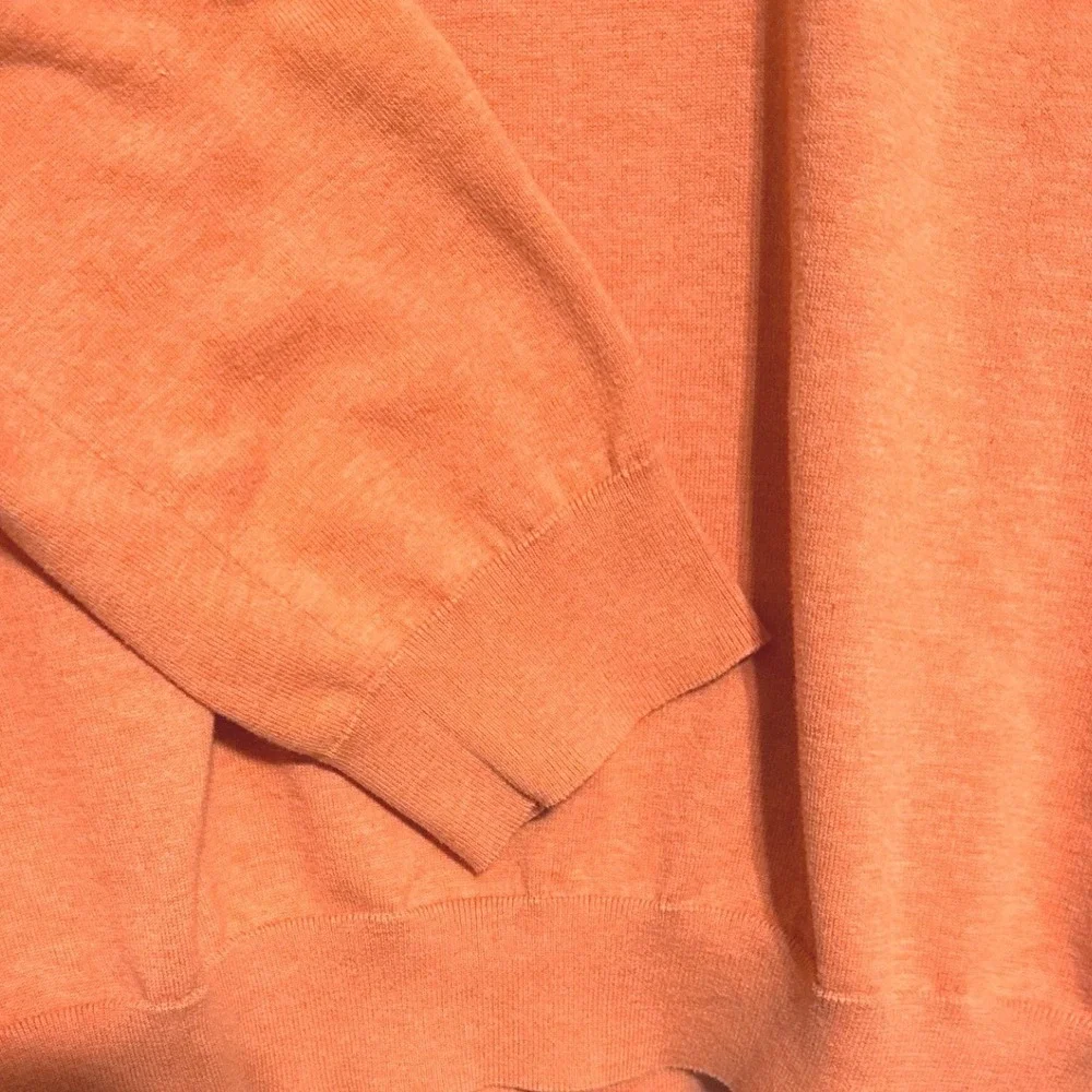 Brooks Brothers Mens XXL 2XL Orange‎ Supima Cotton Quarter Zip Pullover Sweater